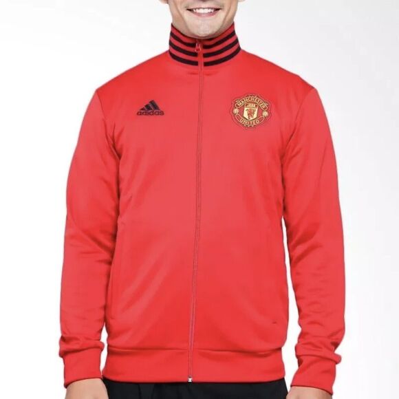 Adidas Manchester United Track Jacket Men's Size Small Soccer Football Red Black - Picture 1 of 11
